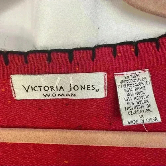 Victoria Jones Vintage Christmas Vest Embroidered Patches Wool Blend Womens 1X - Picture 10 of 10